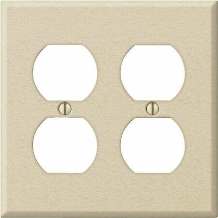 AMERELLE PRO 2-Gang Stamped Steel Outlet Wall Plate, Ivory Wrinkle C982DDIV